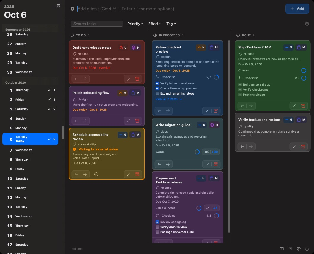 Tasklane screenshot